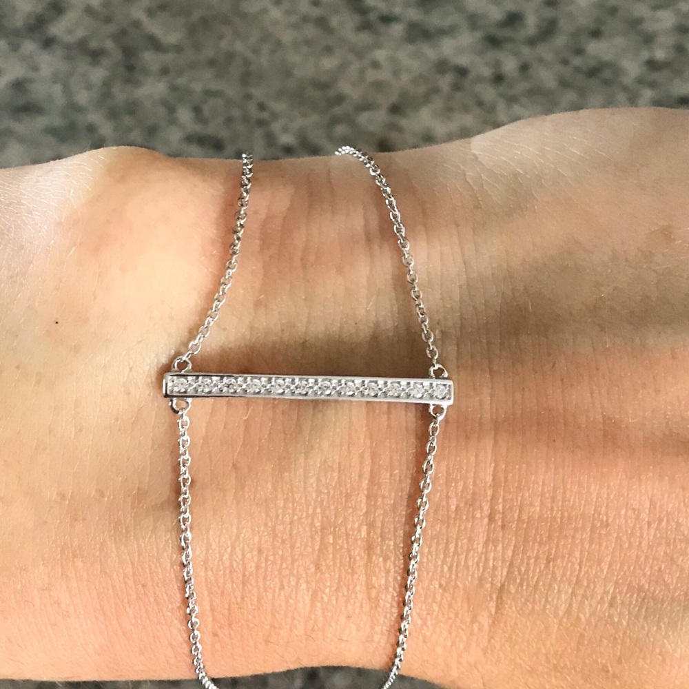 Double Stranded Sterling Silver CZ Bar Bracelet